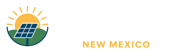 Power Project USA New Mexico logo with a solar panel in front of a rising sun.